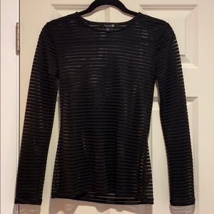 Black Mesh Long Sleeved Top